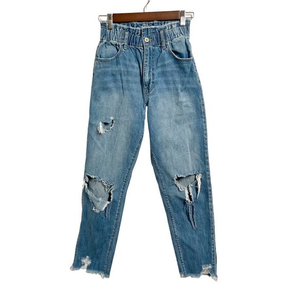 Kancan Jeans High Rise Distressed Elastic Waist Blue Women Size 3/25 - Picture 1 of 7